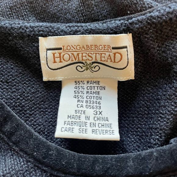 Longaberger Homestead Plus Size Cardigan Sweater Holiday Beads Baskets Black 3X - Picture 9 of 9
